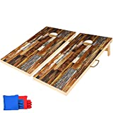 CastleLife Premium Solid Wood Cornhole Game Set, Regulation Size 4'x 2' Vintage Cornhole Boards with 8 Bean Bags, Great Fun Outdoor and Indoor Toss Game for Holiday Weekends, Tailgates, Tournaments