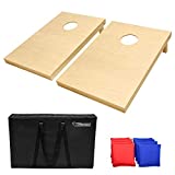 GoSports Solid Wood Premium Cornhole Set - Choose Between 4'x2' or 3'x2' Game Boards - Includes Set of 8 Corn Hole Toss Bags