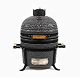VESSILS 15 Inch Kamado Charcoal BBQ Grill Handle Style – Heavy Duty Ceramic Barbecue Smoker and Roaster with Built-in Thermometer and Stainless Steel Grate