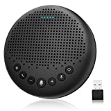 Bluetooth Speakerphone – eMeet Luna Conference Speaker, w/Enhanced Noise Reduction Algorithm, Daisy Chain, w/Dongle USB Speakerphone for Home Office, 360° Voice Pickup for 8 People Black