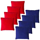YAADUO Set of 8 Regulation Cornhole Bags, Duck Cloth Double Stiched - Standard Corn Hole Bean Bags for Tossing Game, Includes Tote Bags (Red/Blue)