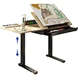 FLEXISPOT Comhar Adjustable Drafting Table, Electric Standing Desk with Storage Drawers for Writing Drawing Crafting Working, 47.2' W x 23.6' D Angle Height Adjustable Desk, Puzzle Craft Artist Table