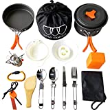 Gold Armour 17 Pieces Camping Cookware Mess Kit Backpacking Hiking Outdoors Gear - Lightweight Cookset, Compact, Durable Pot Pan Bowls, Essential Camping Accessories Equipment Gear (Orange)