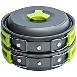 MalloMe Camping Cookware Mess Kit Gear – Camp Accessories Equipment Pots and Pans Set 1L