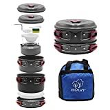 Bulin 13 PCS Camp Cookware Set Camping Cookwear Lightweight Aluminum Cookware Set Backpacking Cooking Set Mess Kit for Camping Family Hiking Camping Pots and Pans Set