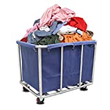 XIJIXILI Heavy Duty Laundry Cart Commercial with Wheels Basket Trucks 12 Bushel (400L) Large Industrial Rolling Laundry Cart Hamper with Removable Liner Bag 300 LBS Weight Capacity