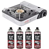 CHEF MASTER 90011 Portable Butane Stove | 10,000 BTU Outlet | Camp Kitchen Equipment | Emergency Stove | Hurricane Stove | Single Burner Camp Stove | Camping Cooking Stove + 4 Fuel Canisters