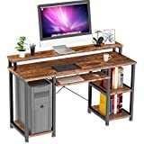 NOBLEWELL Computer Desk with Monitor Stand Storage Shelves Keyboard Tray，47' Studying Writing Table for Home Office (Rustic Brown)