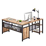 FATORRI L Shaped Computer Desk, Industrial Office Desk with Shelves, Rustic Wood and Metal Corner Desk for Home Office (Rustic Oak, 59 Inch)…