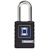 Master Lock 4901DLH Fingerprint Lock Heavy Duty Outdoor Biometric Padlock, Black
