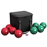 Bocce Ball Set – Outdoor Backyard Family Games for Adults or Kids – Complete with Bocce Balls, Pallino, and Equipment Carrying Case, Black, 7' x 3.5'