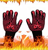 BBQ Grill Gloves [1472℉ Newest] Extreme Heat Resistant Gloves - Oven Silicone Glove Fireproof for Smoker Baking - Heat-Insulated Cooking Mitt, 1 Pair