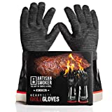 Artisan Smoker Heat Resistant Gloves for Grill,Easy to Clean BBQ Gloves for Smoker,Waterproof,Oil Resistant Fireproof Gloves for Barbecue Grill,Cooking Gloves for Grilling and Smoking 14 Inch Sleeves