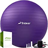 Trideer Extra Thick Yoga Ball Exercise Ball, 5 Sizes Ball Chair, Heavy Duty Swiss Ball for Balance, Stability, Pregnancy and Physical Therapy, Quick Pump Included