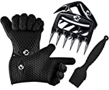 GK’s Premium BBQ Dream Set: 100% Mess Proof Silicone BBQ Smoker Gloves for BBQing All Day Plus Meat Claws for Shredding Plus Silicone Basting Brush | Smoker Accessories for Men and Women (Black)
