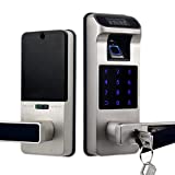 HARFO Fingerprint Door Lock, Keyless Entry Door Lock with Touchscreen and OLED Display, Keypad Door Lock, Door Lock with Keypad, Passcode Door Lock for Office Home (Satin Nickel)