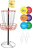 Park & Sun Sports Portable Frisbee/Disc Golf Steel Target Goal with Basket: Deluxe Set Includes 6 Discs