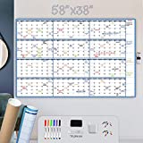 Large Dry Erase Wall Calendar - 58'x38' - Blank Undated Yearly Calendar - Whiteboard Premium Laminated Planner - Reusable Laminated Office Jumbo 12 Months Calendar