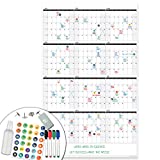 Lushleaf Designs - Large Dry Erase Wall Calendar - 24x39 Inches - Blank Undated 2022 Reusable Year Calendar - Whiteboard Yearly Poster - Laminated Office Jumbo 12 Month Calendar (Vertical)