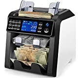 MUNBYN Dual Money Counter Machine Mixed Denomination and Sorter, Sort on DENOM/FACE/ORI, Value Counting, Counterfeit Detection 2 CIS/UV/MG/IR, Print Enabled, Mixed Bill Counter, 3-Year Warranty