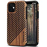 TENDLIN Compatible with iPhone 11 Case Wood Grain Outside Design TPU Hybrid Case (Wood & Leather)