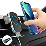Wireless Car Charger, 15W Auto-Clamping Car Charger Mount, Air Vent Car Charging Holder for iPhone 13/13 Pro /12/12 Pro/ 11/11 Pro/Xr/Xs/X/8, Samsung S22/ S21/S20 /Note10(with QC 3.0 Car Charger)