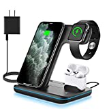 WAITIEE Wireless Charger 3 in 1, 15W Fast Charging Station for Apple iWatch 6/5/4/3/2/1,AirPods Pro,for 13Pro Max/13 Pro/13/12/11/11 Pro/X/Xr/Xs/8/Samsung Galaxy Phone Series (No Watch Charging Cable)