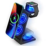 Wireless Charger 3 in 1 15W Fast Wireless Charging Station Compatible with iWatch 6 5 4 3 2 AirPods Pro 2 Compatible with iPhone 12 11 Series XS MAX XR XS X 8 Plus QC3.0 Adapter is Included