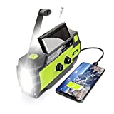 【2022 Newest】 Emergency Solar Hand Crank Portable Weather Radio, with AM FM NOAA, 3 LED Flashlights, Motion Sensor, Reading Lamp, SOS Alarm, 4000mAH Rechargeable Battery USB Charger (Green)