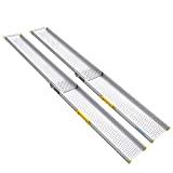 Ruedamann 8'L × 8' W Portable Aluminum Wheelchair Ramp,Holds Up to 600lbs,Two Section Telescoping Adjustable Non-Skid Ramp for Wheelchairs,Stairs,Steps,1 Set