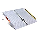 ORFORD Non-Skid Foldable Wheelchair Ramp 2ft, 800 lbs Weight Capacity, Utility Mobility Access Threshold Ramp, Portable Aluminum Foldable Wheelchair Ramp, for Home Steps Stairs Doorways Scooter