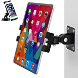 iTODOS Drill Base Wall Mount Tablet Holder,Compatible with 7~12.9' iPad/Galaxy Tabs/Google Nexus7-11/Kindle Paperwhite/Fire HD/LED Clock/iPhone/Cellphone, 360°Adjustment Mount and Non-Slip Clip