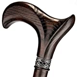 Handmade Ergonomic Wooden Walking Cane for Men and Women - Stylish Derby Oak Wood Cane Fancy Walking Stick (Walnut)