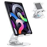 iPad Stand Swivel, OMOTON T6 Rotating Tablet Stand for Writing and Drawing , Foldable Aluminum Tablet Holder for Desktop, Compatible with iPad Pro/Air and More, Silver