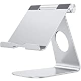 Tablet Stand Holder Adjustable, OMOTON T1 iPad Stand, Desktop Aluminum Tablet Dock Cradle Compatible with iPad Air 4/Mini, New iPad 10.2/9.7, iPad Pro 11/12.9, Samsung, Nintendo and More, Silver