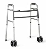 Medline Heavy Duty Bariatric Folding Walker with 5' Wheels with Durable Plastic Handles