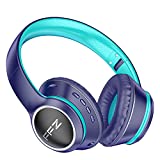 FFZ K21 Wireless Kids Headphones, Colorful LED Lights Blue Tooth-V5.0 Headphones Built-in Microphone, Foldable Headset & Soft Earpads, for School/Car/Airplane/Ipad(Navy Blue)