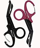 MEUUT 2 Pack Medical Scissors Trauma Shears with Carabiner-7.5' Bandage Scissors Medical Shears, Fluoride-Coated Blades Stainless Steel Kitchen Raptor Scissors Surgical & Emergency Scissors