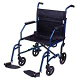 Carex Transport Wheelchair With 19 inch Seat - Folding Transport Chair with Foot Rests - Foldable Wheel Chair for Travel and Storage, 1 Count