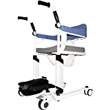 Mai Kangxin Patient Lift for Home, Electric Lift Shower Chair with Wheels and 360° Split Seat, Portable Transport Wheelchair with Soft Backrest and Potty, 5 in 1 Transfer Chair for Elderly Handicapped