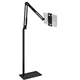 Tablet Floor Stand Holder, Angle Height Adjustable Foldable Boom Arm Overhead Phone Mount for Sofa Bed Use, Compatible with iPad Pro 12.9 Air Mini, iPhones, Samsung Tab, Surface Pro, Kindle, E-Reader