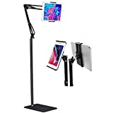 Spessn Tablet Floor Stand, Adjustable Universal 360-degree Rotatable Metal Tablet Holder, Phone Stand, Compatible Samsung Galaxy Tab and Phones (Black)