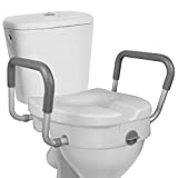 RMS Raised Toilet Seat - 5 Inch Elevated Riser with Adjustable Padded Arms - Toilet Safety Seat for Elongated or Standard Commode