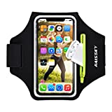 Cell Phone Running Armband with Airpods Zipper Pocket Armband Case Running Holder for iPhone 12 Pro Max/12 Pro /11 Pro Max/11/11Pro/XR/XS,Galaxy S20 S10 S9 Plus,Sweatproof Arm Band with Card/Key Bag