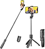 Portable Selfie Stick, Handheld Tripod with Detachable Wireless Remote and Mini Tripod Stand Selfie Stick for iPhone 13 12 11 pro Xs Max Xr X 8 7 6 Plus, Android Moto Samsung Google Smartphone, More