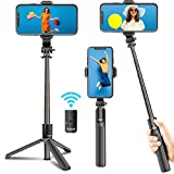 Texlar Selfie Stick Tripod with Remote for iPhone 13, 12, 11, Max Pro, Android Phone, Mini Camera - S33 Portable Bluetooth Stand
