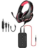 PUTELTAL Voice Changer Headset, LED Light Noise Cancelling Over Ear Headphones, Gaming Headset with Voice Changer for Phone/PS4/PS5/Xbox/PC/Laptop/XBOX ONE-Red