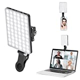 Newmowa 60 LED High Power Rechargeable Clip Fill Video Light with Front & Back Clip, Adjusted 3 Light Modes for Phone, iPhone, Android, iPad, Laptop, for Makeup, Selfie, Vlog, Video Conference