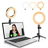 Video Conference Lighting Kits, 6” LED Selfie Ring Light with Tripod Stand, Clip on Laptop Monitor for Webcam Lighting/Zoom Lighting/Remote Working/Self Broadcasting/Live Streaming