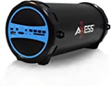 AXESS SPBT1031BL Portable Bluetooth Indoor/Outdoor 2.1 Hi-Fi Cylinder Loud Speaker with Built-in 3' Sub and SD Card, USB, AUX Inputs in Blue